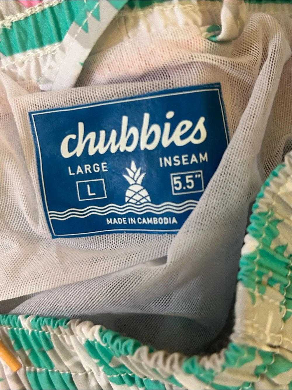 Chubbies Teal and White Aztec Swim Shorts